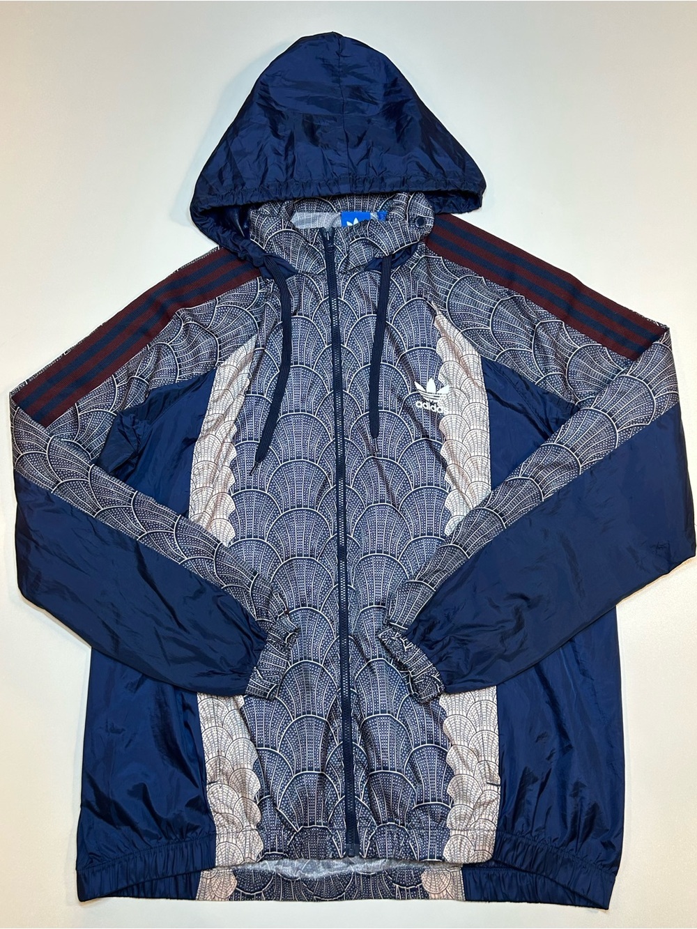 Adidas Originals Shell Tile AOP Full Zip Windbreaker Jacket Blue